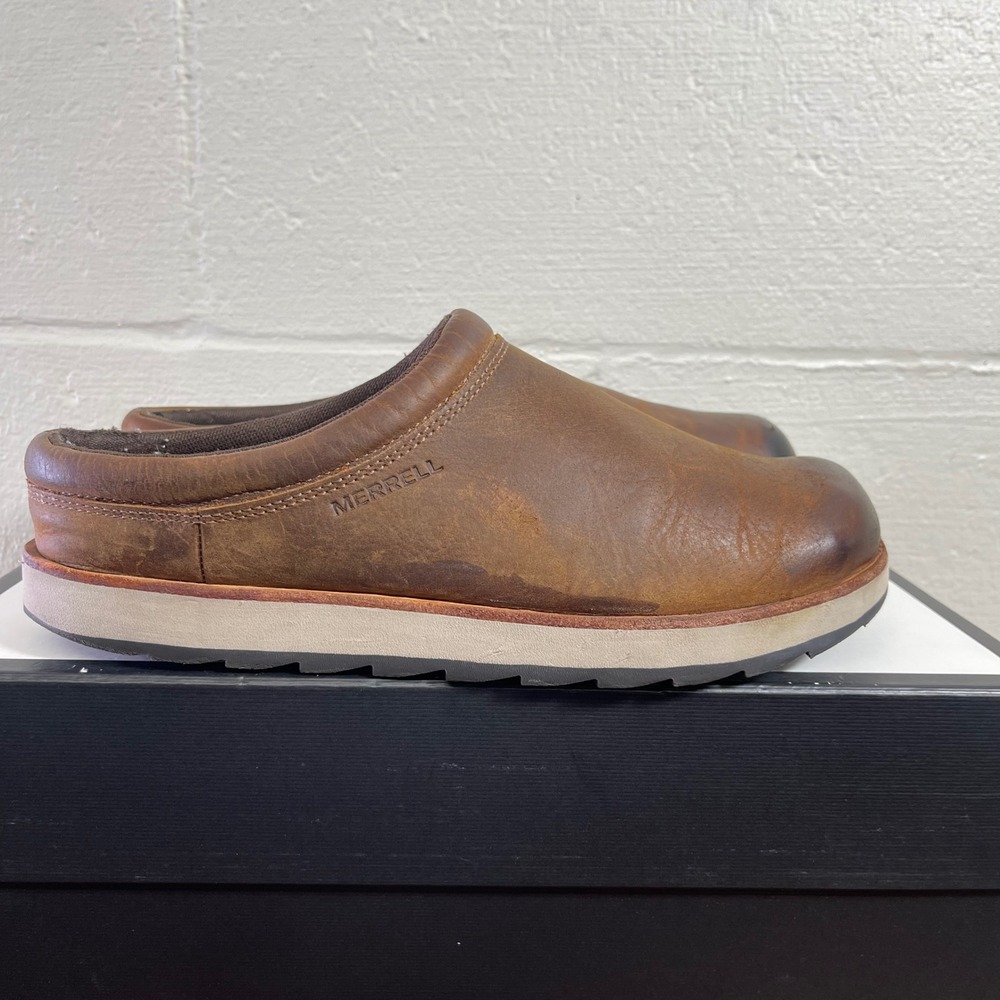 Merrell Walrus J002133 Brown Leather Comfort Shoes Clogs Mule Men's Size 8.5 US